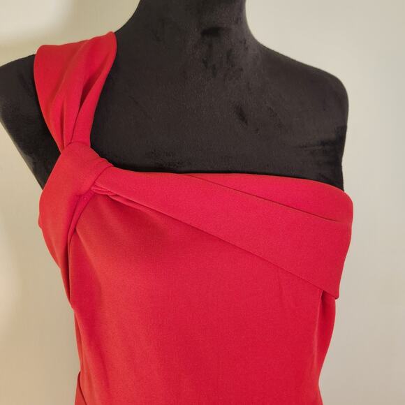 NEW YORK & COMPANY Red Asymmetric Jumpsuit, Size Medium - Picture 9 of 16